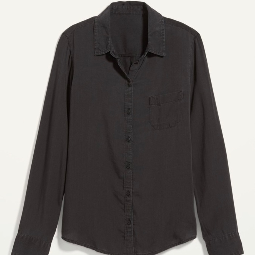 old navy black chambray classic shirt for women